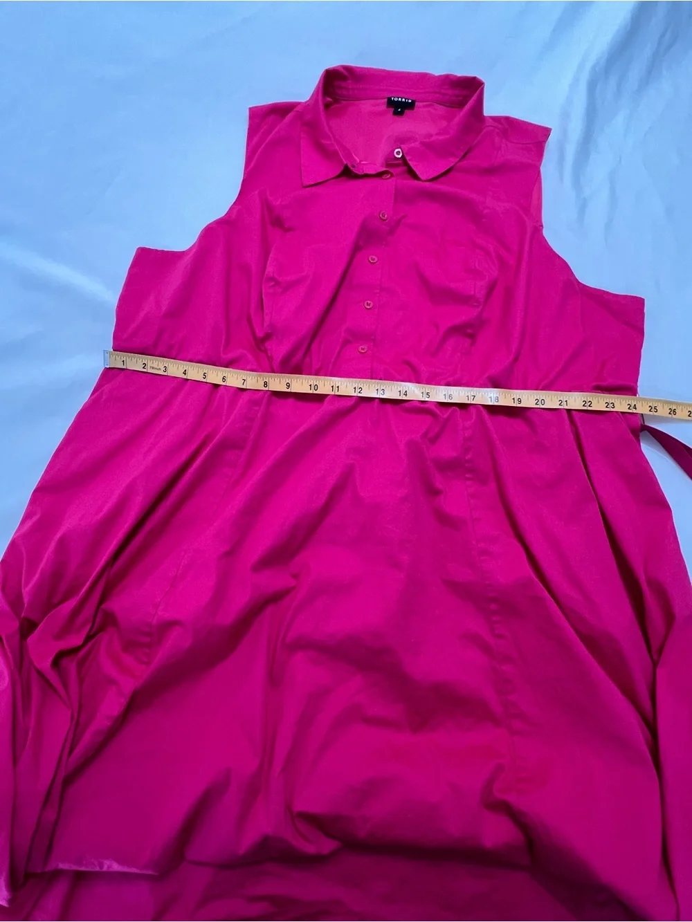 Torrid Fuchsia Pink Sleeveless Button Front Shirt Dress Belted Plus Size 4X - Picture 5 of 11